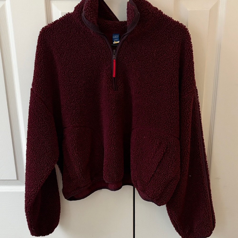 Burgundy Sherpa Quarter-Zip Pullover